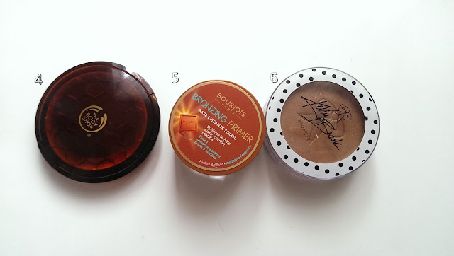 Three different bronzers including the body shop honey bronzer