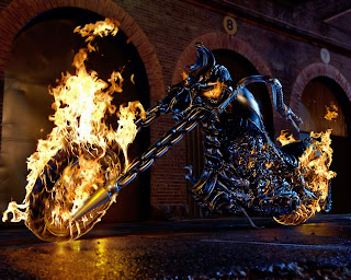 3D Blue Thorns Ghost Rider Bike Free Wallpaper