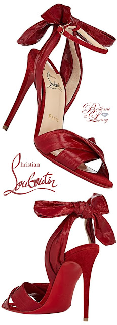 ♦Christian Louboutin Marylineska red eelskin & suede ankle-strap sandals #christianlouboutin #shoes #red #brilliantluxury