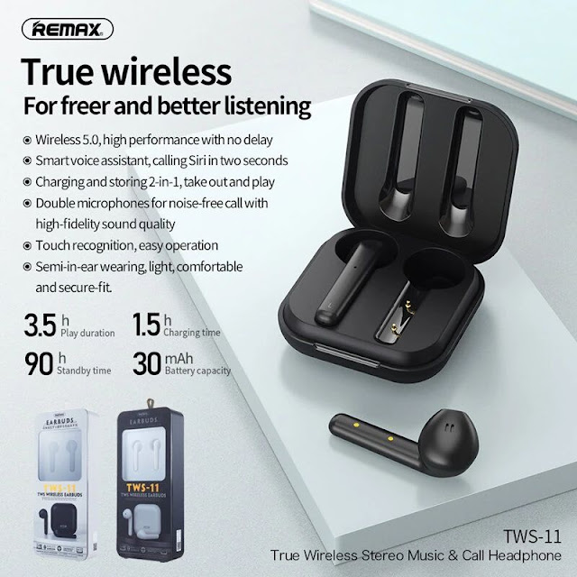 Remax TWS-11 True Wireless HiFi bluetooth V5.0 Touch Control Earphone Bass DSP Noise Reduction Earbuds For Huawei Xiaomi