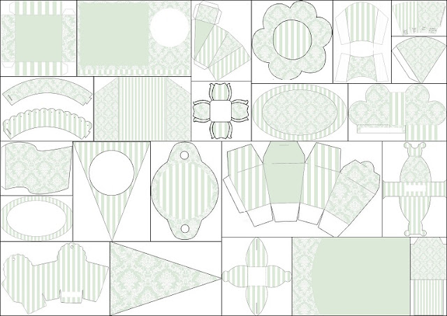 Damasks in Greenish Gray Free Printable Kit.