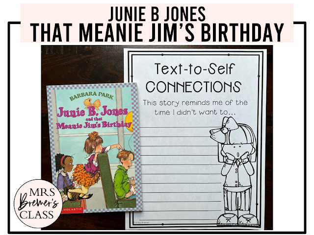 Junie B Jones and That Meanie Jim's Birthday book study activities literacy unit with Common Core aligned companion activities for First Grade and Second Grade