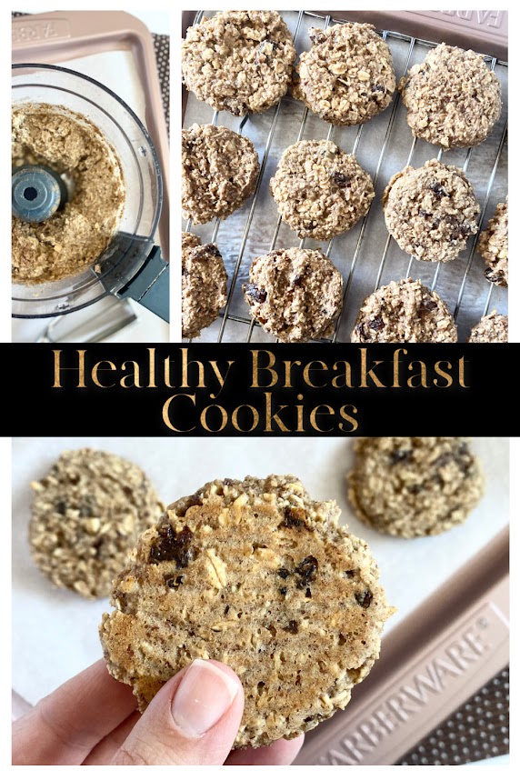 Healthy Breakfast Cookies...a quick breakfast option - these cookies are loaded with healthy ingredients - oats, bananas, walnuts, raisins, flax seed and more.