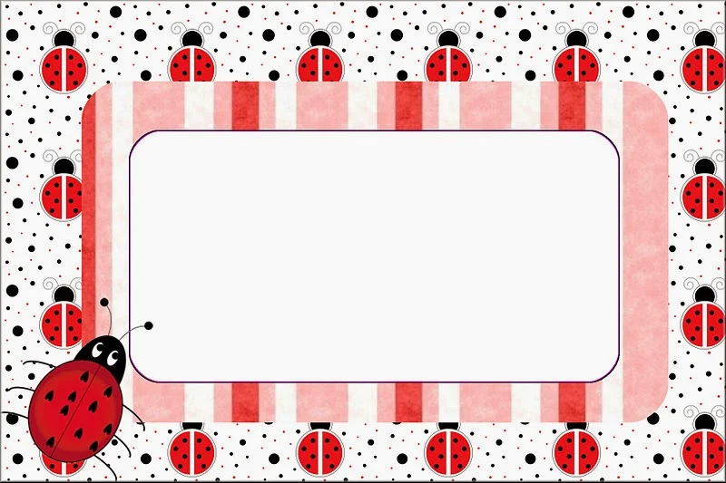 Ladybugs: Free Printable Invitations, Labels or Cards