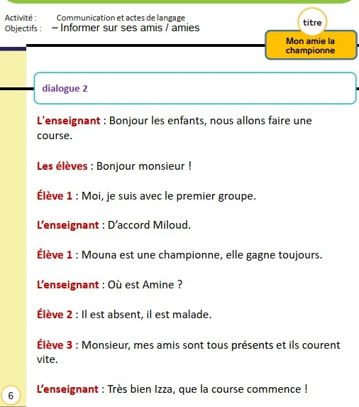 Dialogue avec mes camarades unite 1semain 3-4 mes apprentissages en français 3aep