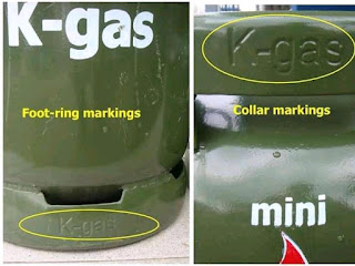 Distinguish between a fake and genuine K-gas cylinders