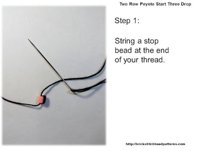 Click the image to view the Two Row or Peyote Start beading tutorial image larger.