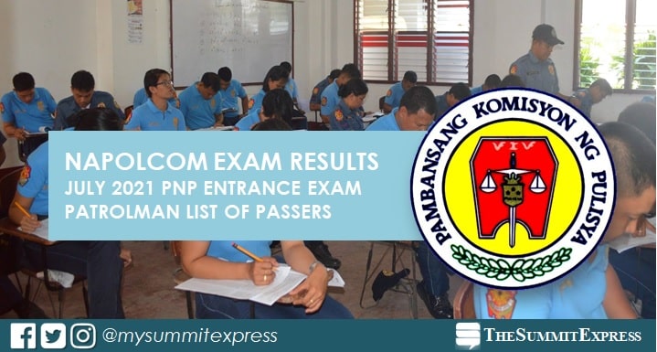 LIST OF PASSERS: PNP Entrance July 2021 NAPOLCOM exam result