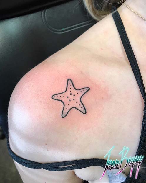 40 ideias incríveis de tatuagens de estrela do mar para mulheres
