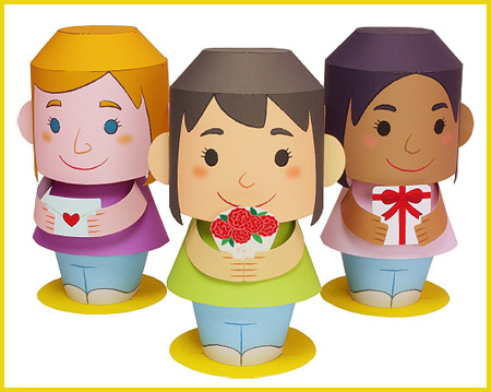2012 Mother's Day Papercraft Message Dolls