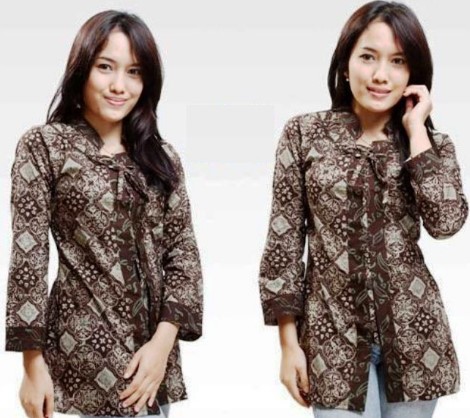 15 Model Baju Batik Lengan Panjang Wanita Modern 2019