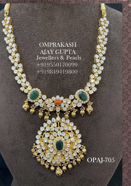 Flat Diamond Necklace by Omprakash Jewels