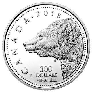 Canada Dollars Platinum Coin, Grizzly Bear