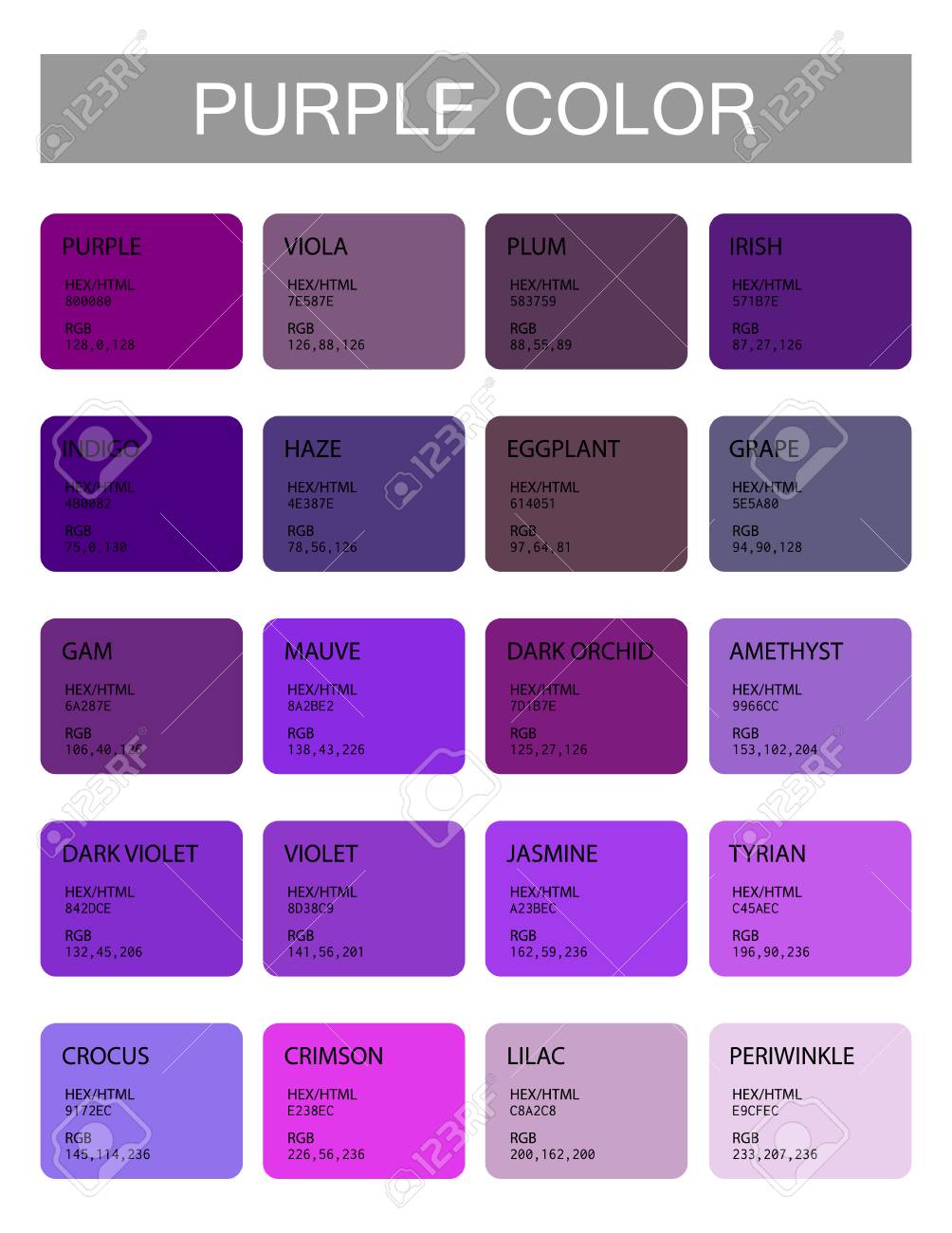 Purple Color Codes And Names