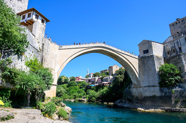 View of famed Stari Most Bridge in Mostar, Bosnia