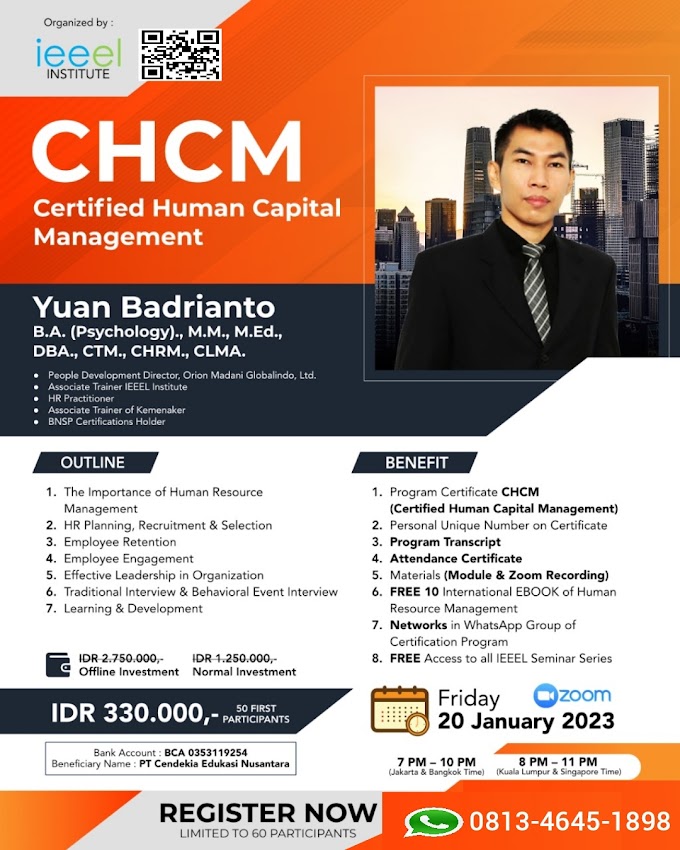 WA.0813-4645-1898 | Certified Human Capital Management (CHCM) 20 Januari 2023