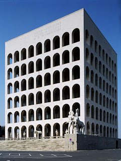 The arches of the Palazzo della Civiltà Italiana echo those of the Colosseum