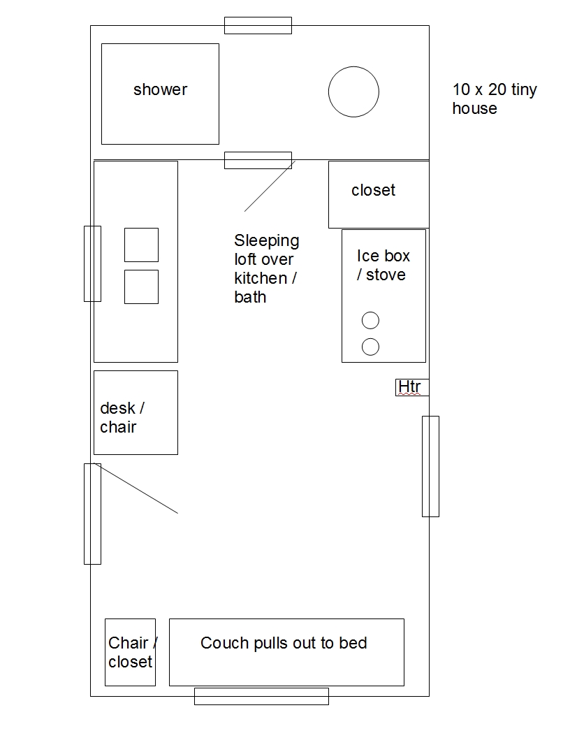 Sonoma Shanty: Floor plan for tiny house disguised as a shed
