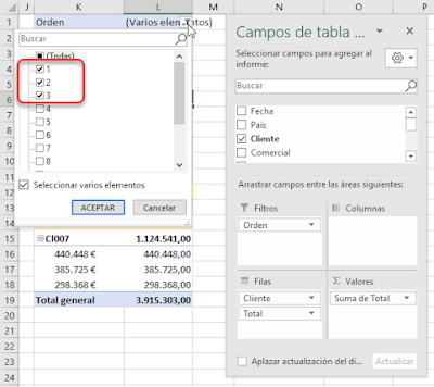 Top 3 de ventas con Tablas dinámicas