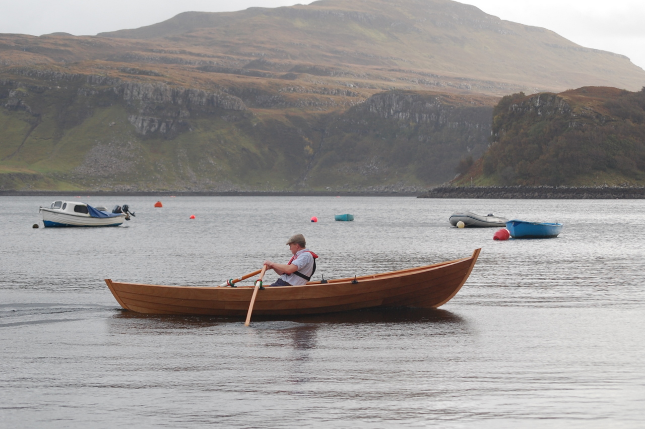 Wooden Row Boat Side View Port-na-storm: speed bonnie boat