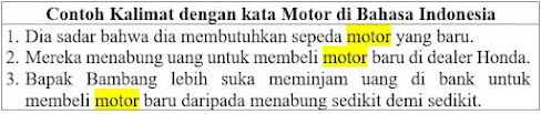 23 contoh kalimat dengan kata motor di bahasa Indonesia,
