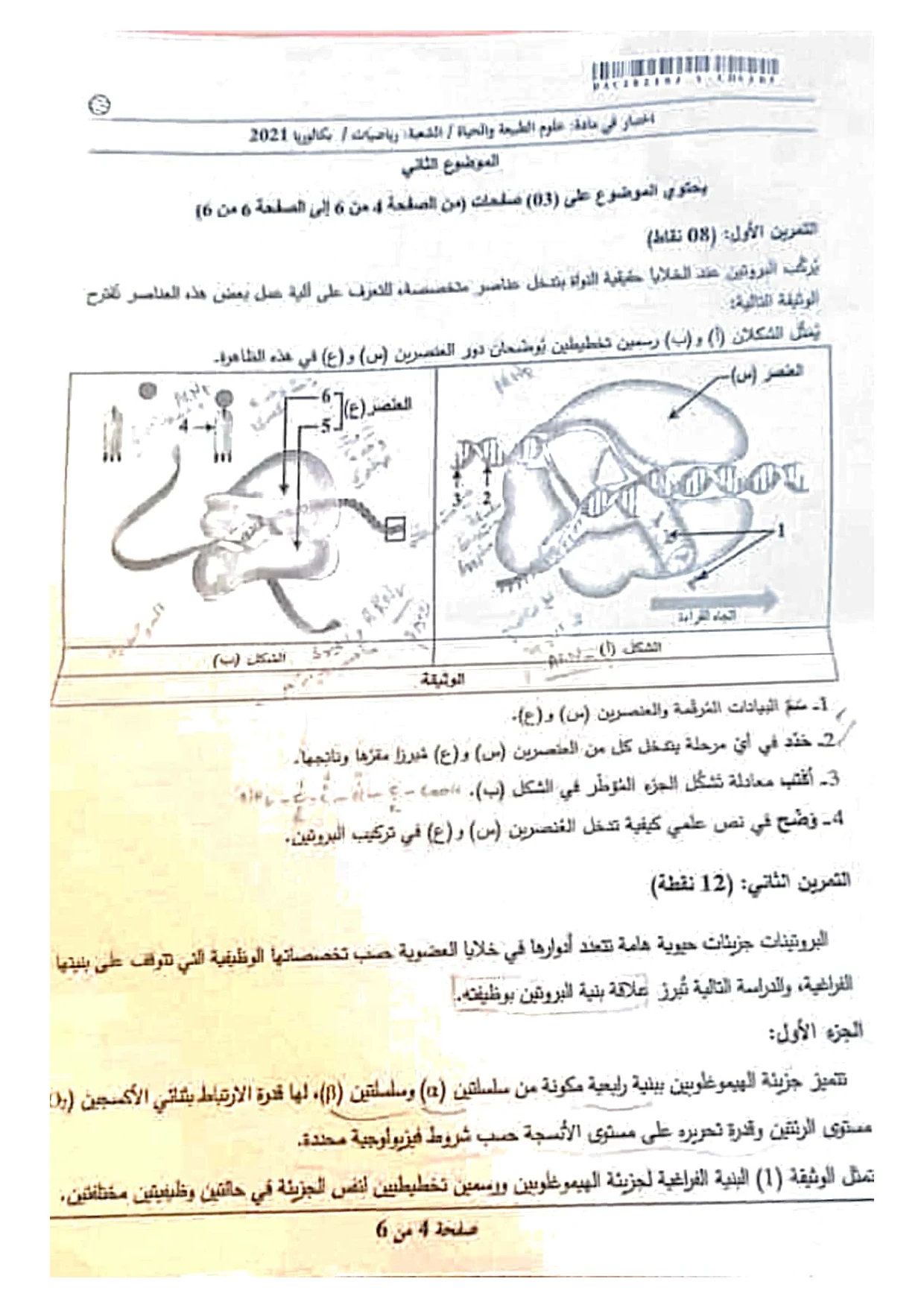 موضوع العلوم الطبيعية بكالوريا 2021 شعبة رياضيات