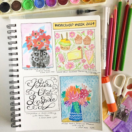 Andrea Nelson, Workshop Week, painted paper, floral collage, collage, watercolor, glue, brown paper bag, paper crafts, art journal, easy art project, blah to TADA, crafty recycling, photo by Claire Mercado-Obias, sketchbook