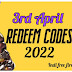 Garena Free Fire Redeem Codes Toaday -3rd April 2022 (Get 100% Working Free Fire Redeem Code Today), And also get Indian server ff redeem codes.--Indi free fire