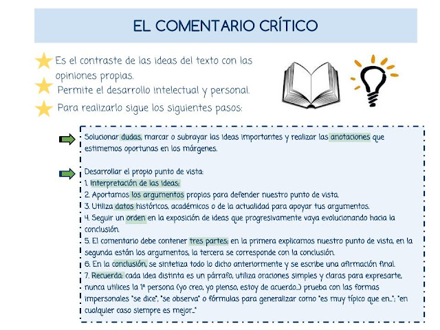 Resultado de imagen de comentario crítico pautas selectividad