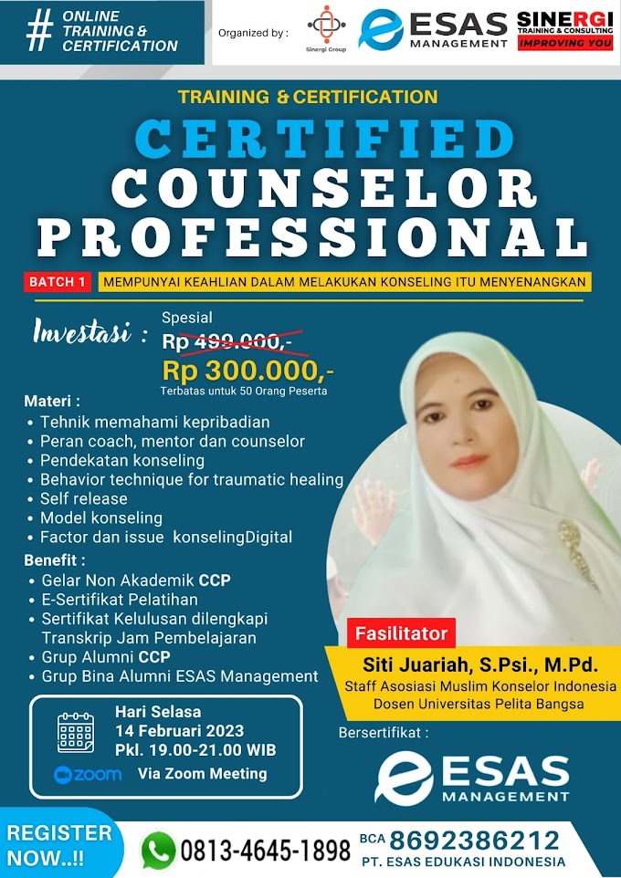 WA.0813-4645-1898 | Gelar Non Akademik Certified Counselor Professional (CCP)