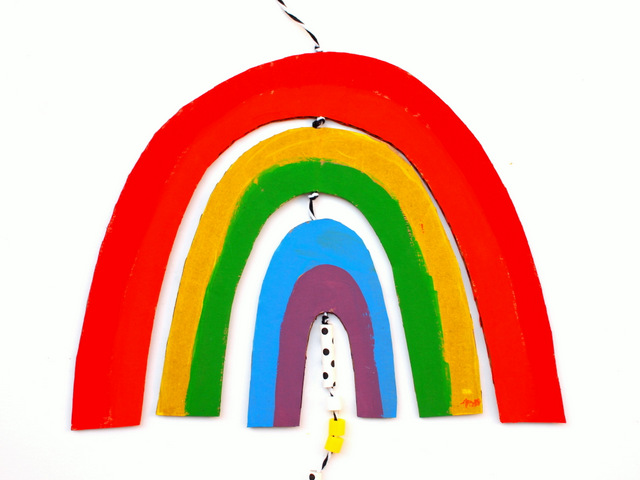 How to make a cardboard rainbow mobile with kids