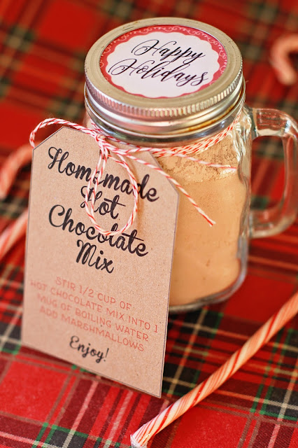 Homemade Hot Chocolate Mix Recipe with printable lid labels and tags