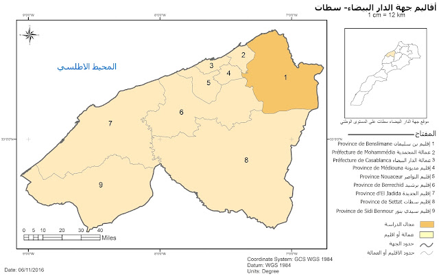 La carte de Province de Benslimane - خريطة إقليم بن سليمان