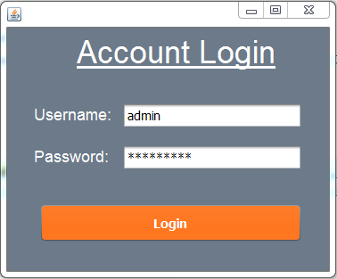 java inventory system - login form