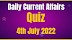 Daily Current Affairs Quiz In Bengali||Bengali Current Affairs 4th July 2022