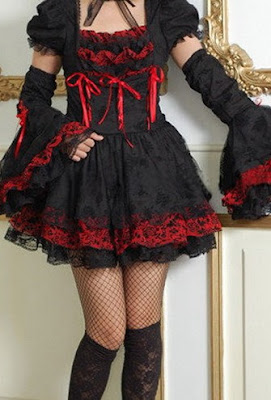 Black and Red Gothic Burlesque Prom Party Dress