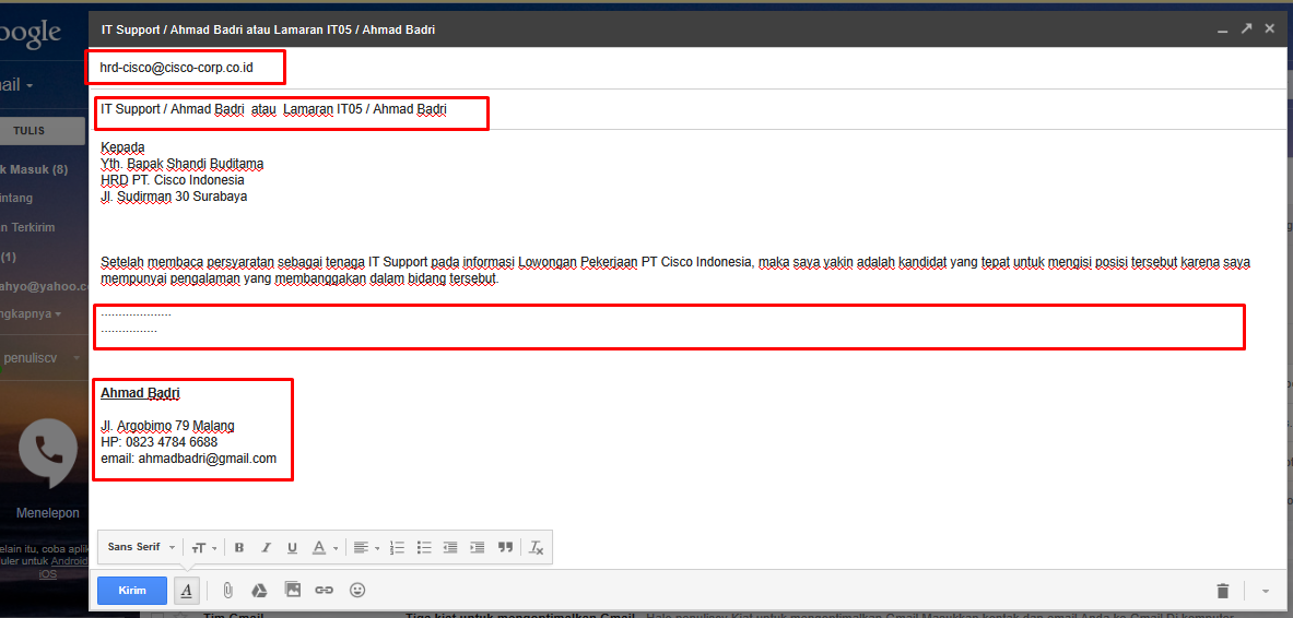 Cara Mengirim Surat Lamaran Lewat Email # 2