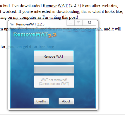 Remove wat windows download