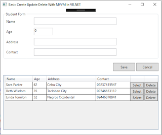 WPF CRUD Application Using DataGrid, MVVM Pattern, Entity Framework, And VB.NET