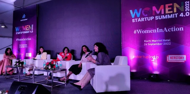 A session on 'Building Future India through Startups' on at 'Women Startup Summit 4.0 2022' organized by Kerala Startup Mission on at Edappally in Kochi on September 24, Saturday