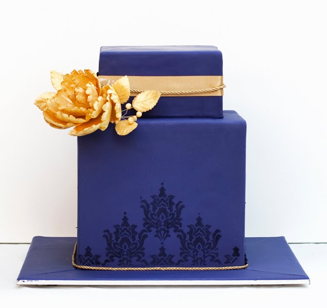 Wedding Cakes Pictures Dark Blue and Yellow Wedding Cakes