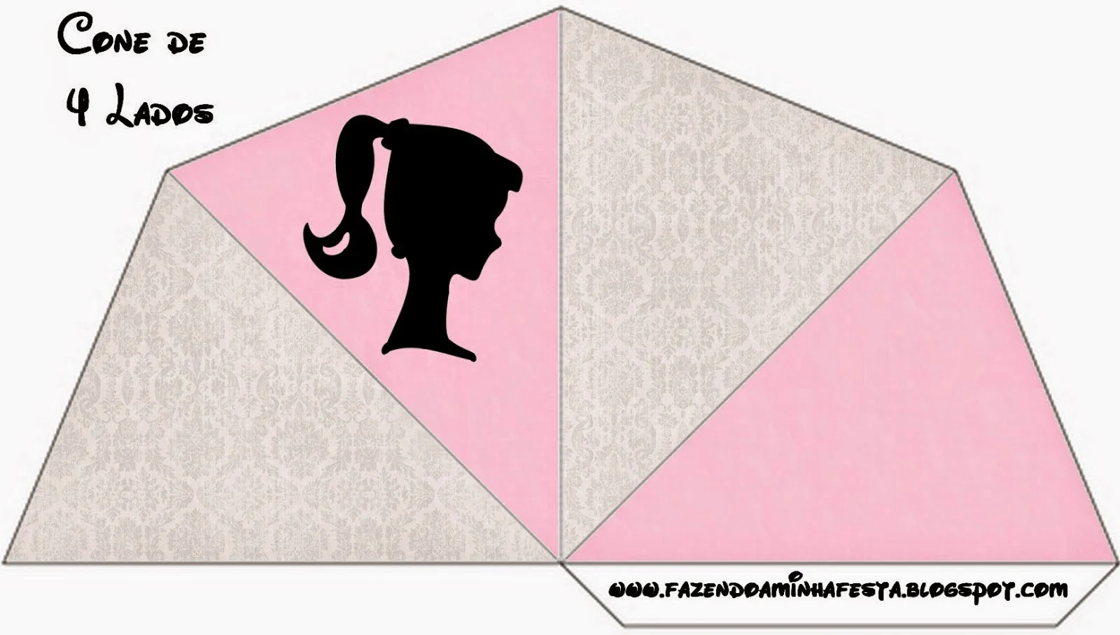 Barbie Silhouette Free Printable Cones.