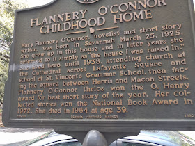 historical marker at flannery o'connor childhood home in Savannah