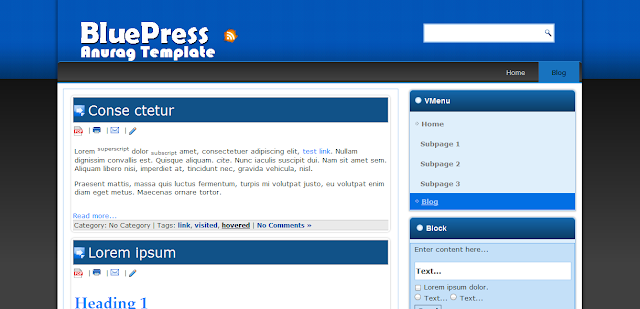 bluepress blogger template anurag