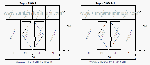 Pintu Aluminium Double Dengan Partisi Kusen Aluminium Dan Kaca dengan ...