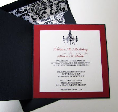 Damask and Chandelier Wedding Invites