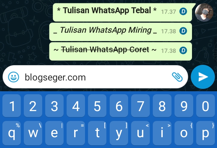 cara membuat tulisan whatsapp miring