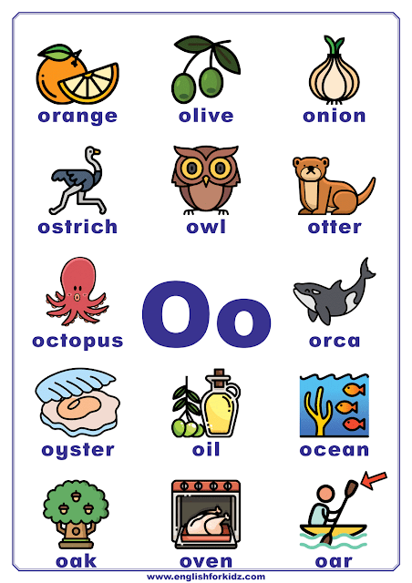 English alphabet poster - letter O