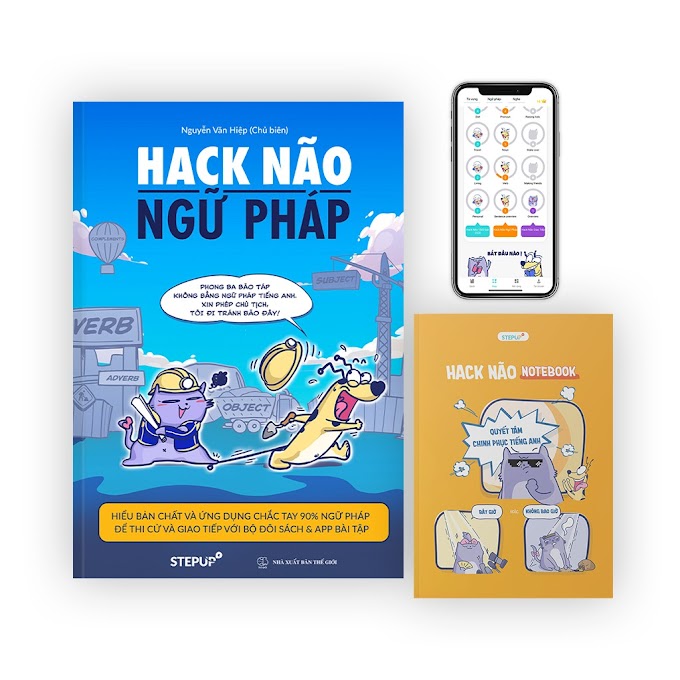 Sách Hack Não Ngữ Pháp + Sổ tay Hack Não Notebook hữu ích cho học viên
