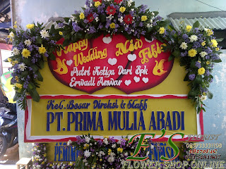 papan bunga happy wedding